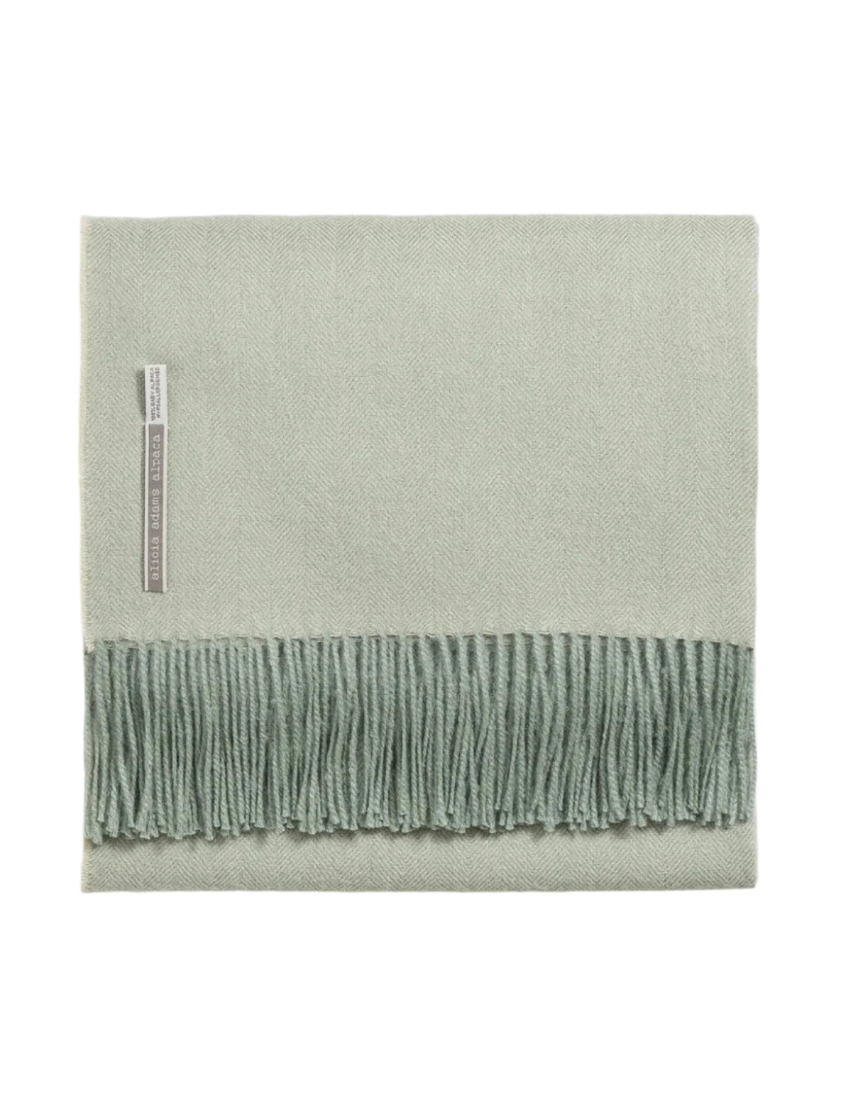Alicia Adams Alpaca Throw in Sage Herringbone