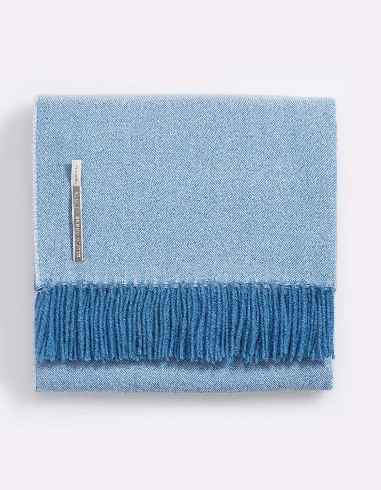 Alicia Adams Alpaca Classic Throw in Herringbone Sky Blue