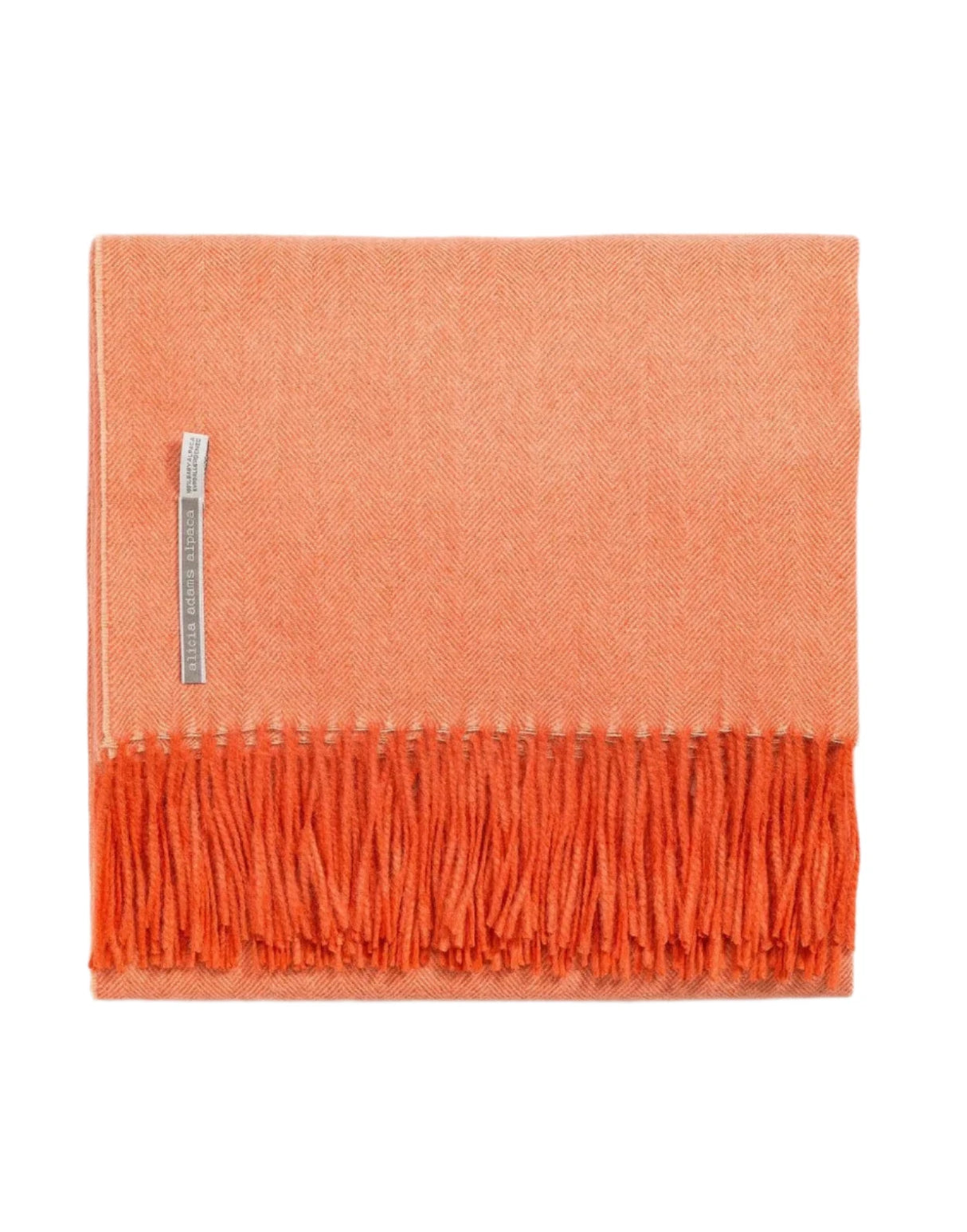 Alicia Adams Alpaca Throw in Spicy Pumpkin Herringbone