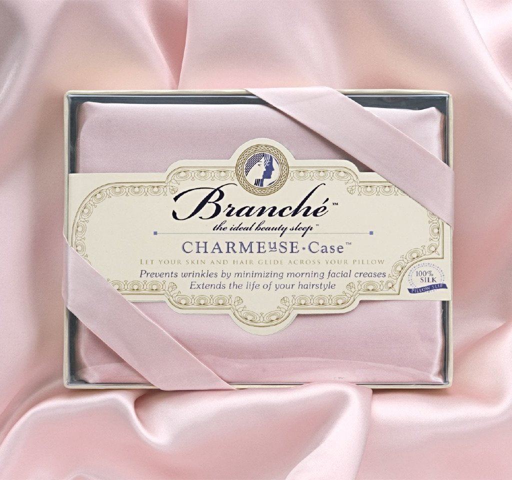 Silk Charmeuse Pillowcase in Blush Pink - Branché at Fig Linens