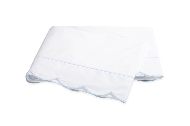 Matouk Butterfield Sheets & Pillowcases by Matouk - Full/Queen Flat 94x112 Blue at FIG LINENS AND HOME - 5