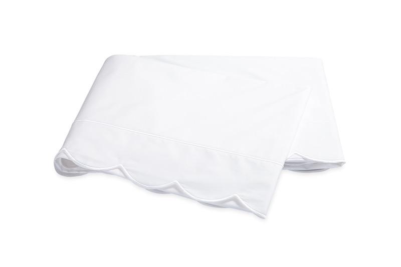 Matouk Butterfield Sheets & Pillowcases by Matouk - Full/Queen Flat 94x112 White at FIG LINENS AND HOME - 17