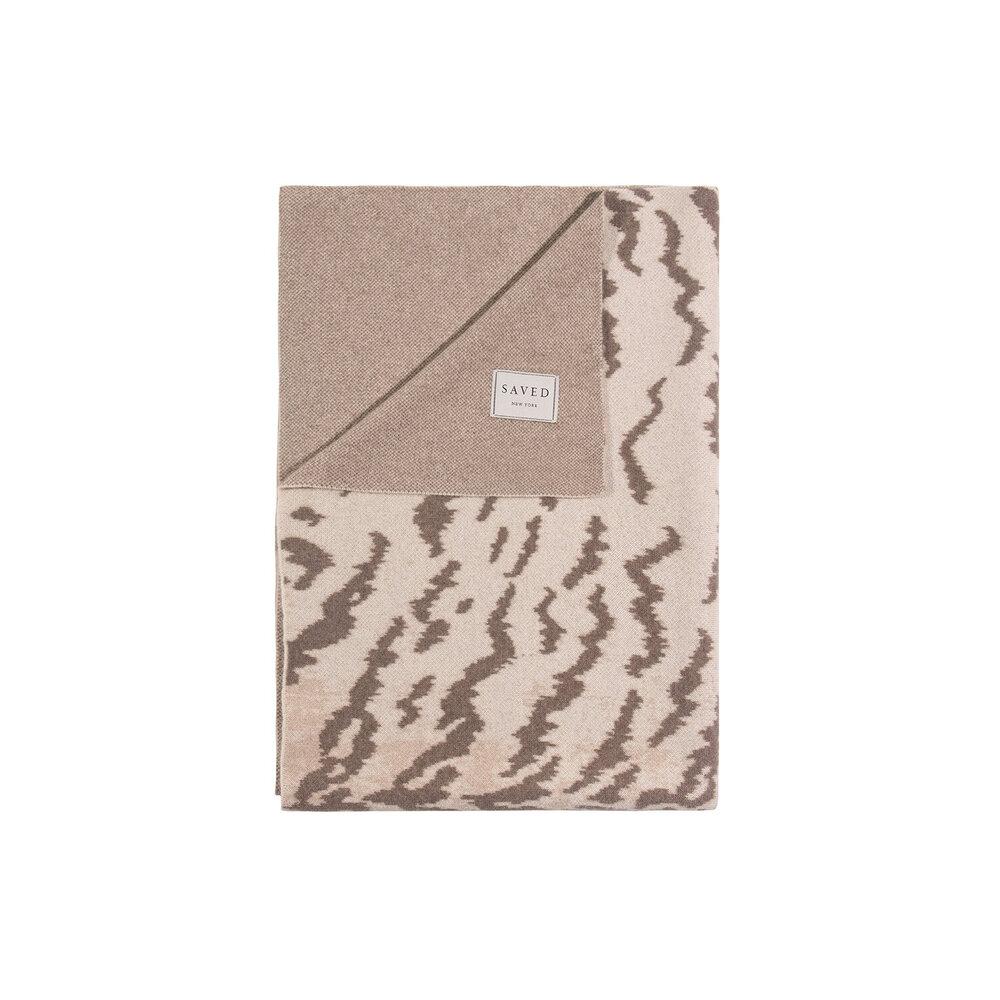 Folded Calabria Tiger Natural Cashmere Throw by Saved New York | Fig Linens