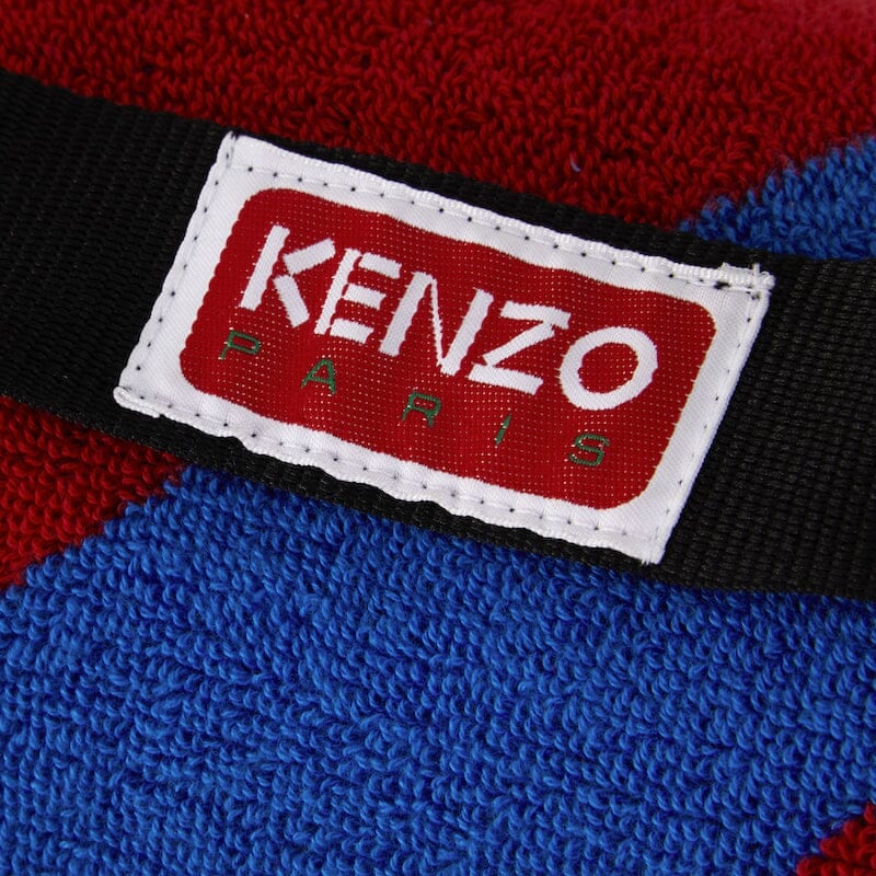 Kenzo Paris K LABEL Bleu Jacquard Beach Towel with belt - Fabric Detail 2 - Fig Linens and Home
