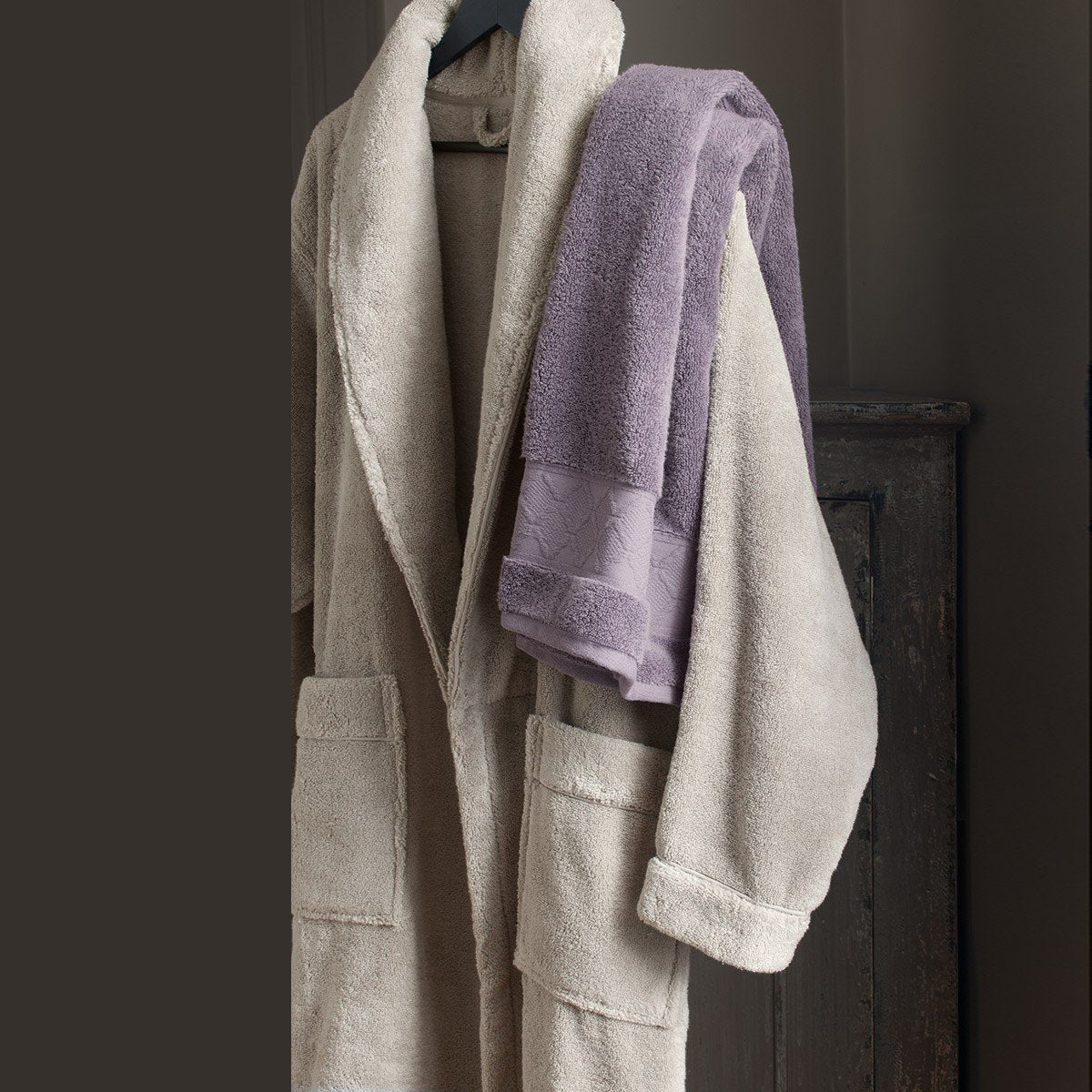 Caresse Linen Beige Bathrobe by Le Jacquard Français | Fig Linens and Home
