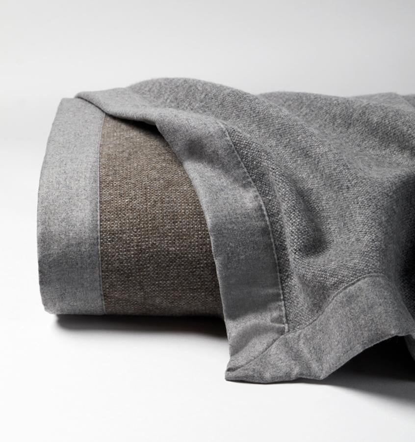Nerino Gray Walnut Wool Blanket by Sferra | Fig Linens - gray wool blanket