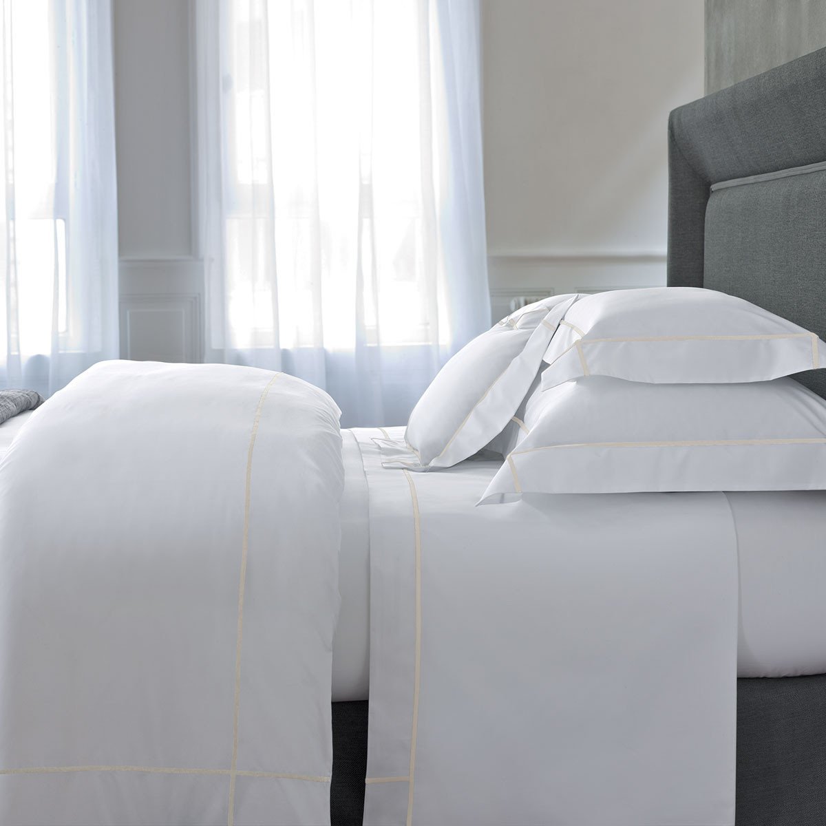 Athena Nacre Bedding Collection by Yves Delorme | Fig Linens - White and ivory bed linens