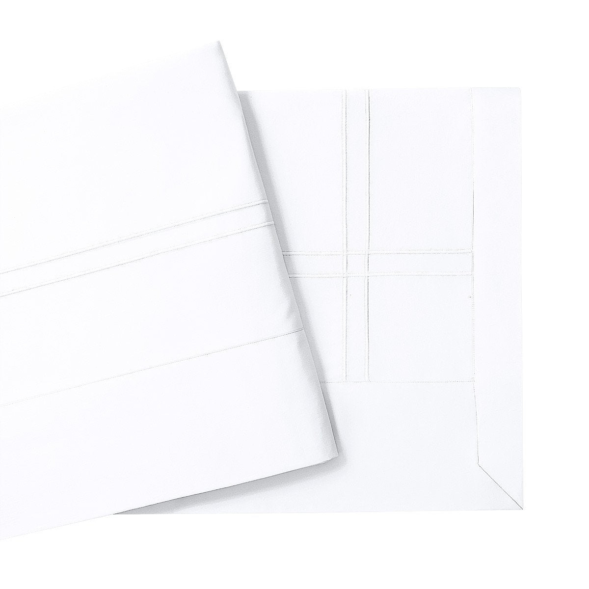 Adagio Blanc Bedding Collection by Yves Delorme | Fig Linens, white cotton luxury flat sheet