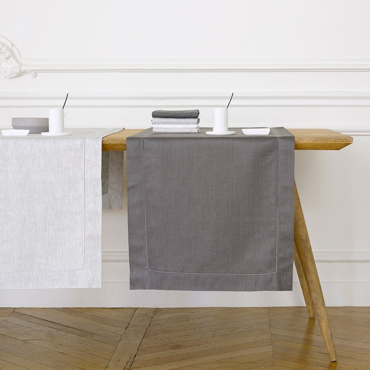 Yves Delorme Liso Blanc Table Linens by Yves Delorme - Napkins - Set of 4 - 17x17" at FIG LINENS AND HOME - 1