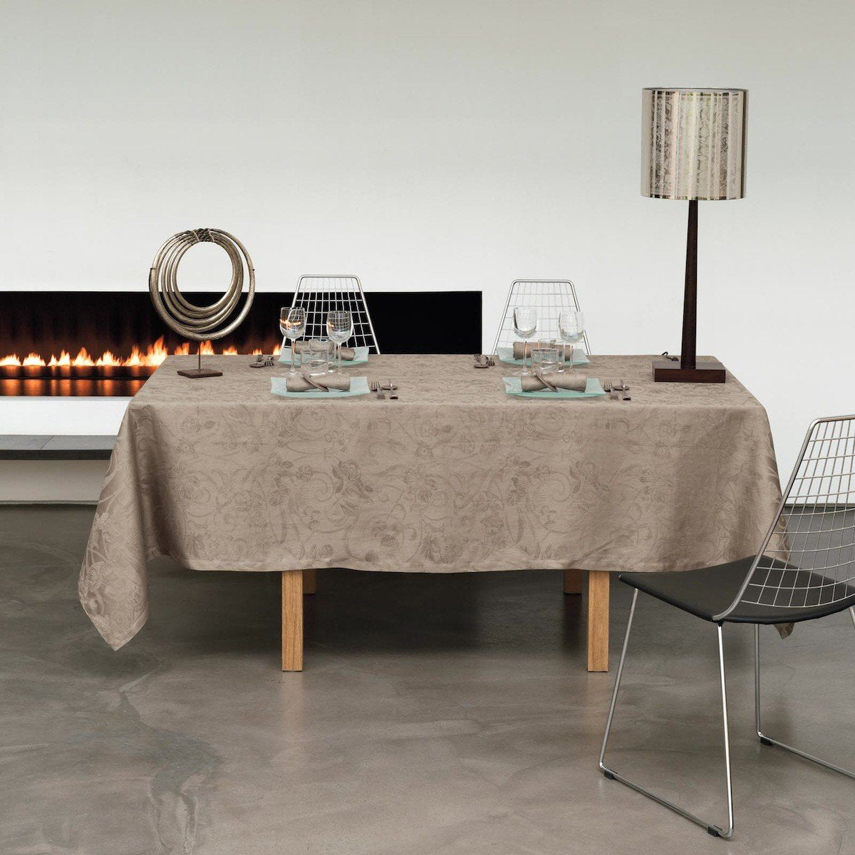 Le Jacquard Français Table Linen Tivoli Black Pepper Fig Linens Tablecloth