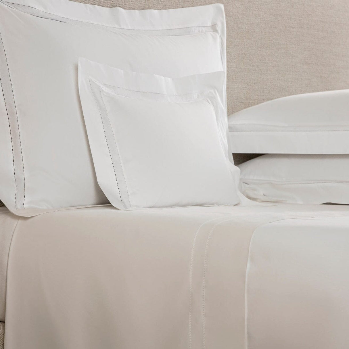 Frette Doppio Ajour Luxury Bedding Boudoir in White - Fig Linens and Home
