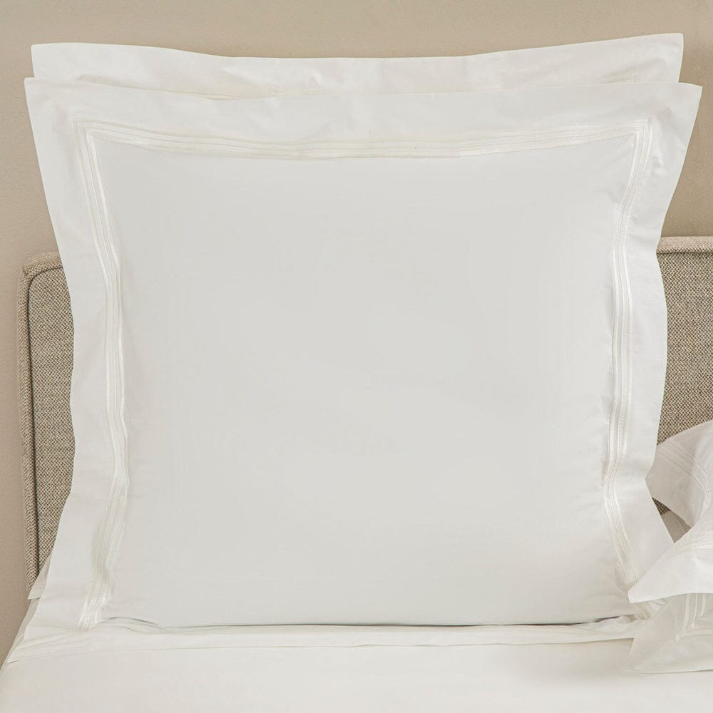 Frette Bedding - Triplo Popeline Bourdon White and Milk Euro Sham