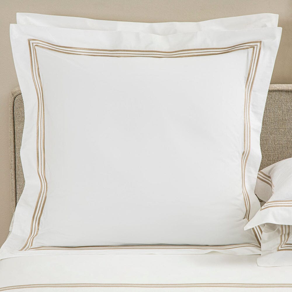 Frette Triplo Bourdon Euro Sham - Savage Beige on White - Fig Linens and Home