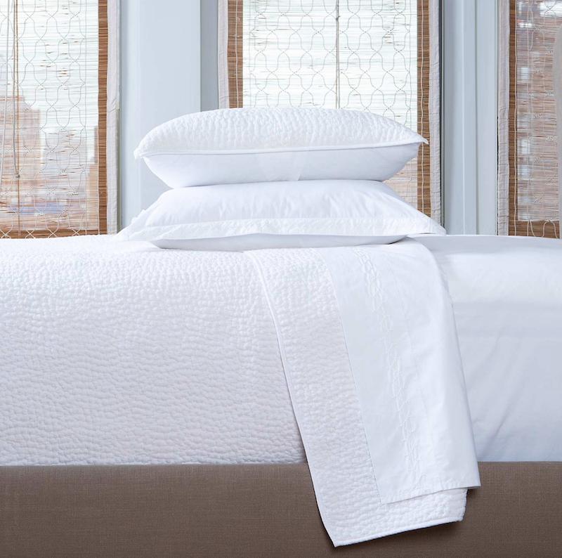 John Robshaw Hand Stitched Quilted White Coverlet & Shams