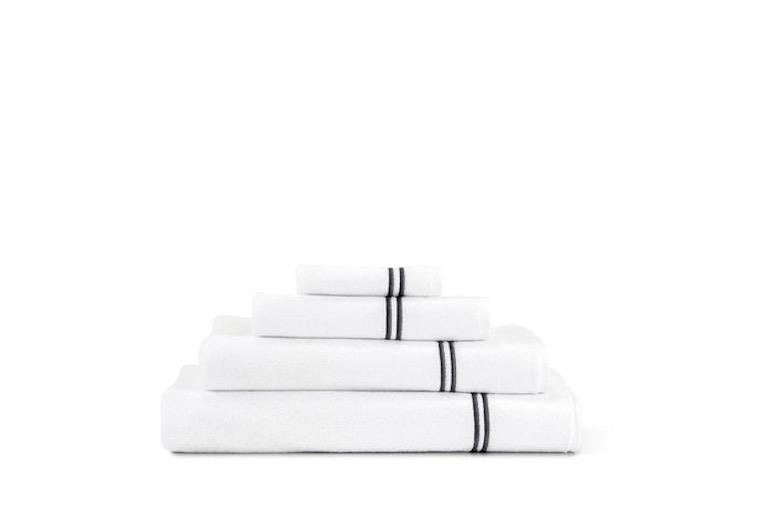 Frette Hotel Classic Bath Towels in White with Grey | Fig Linens