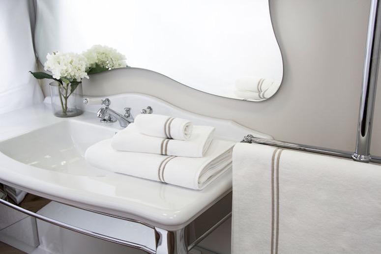 Khaki Frette Hotel Bath Towels & tub Mats | Fig Linens