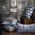 John Robshaw Maham Light Indigo Throw Pillow shown with other cushions in Blue