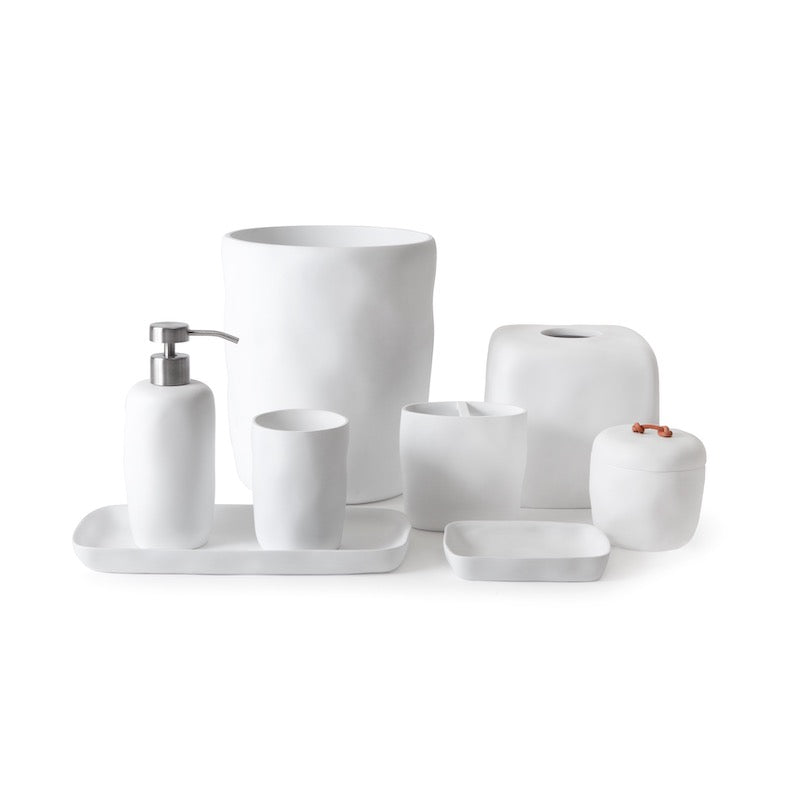 Kassatex Bathroom Accessories - Montecito White Resin Bath Accessories - Fig Linens and Home