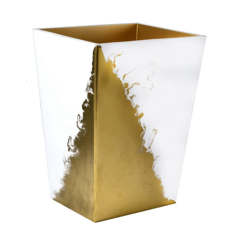 Lava White & Gold Bath Accessories by Mike + Ally | Straight Wastebasket