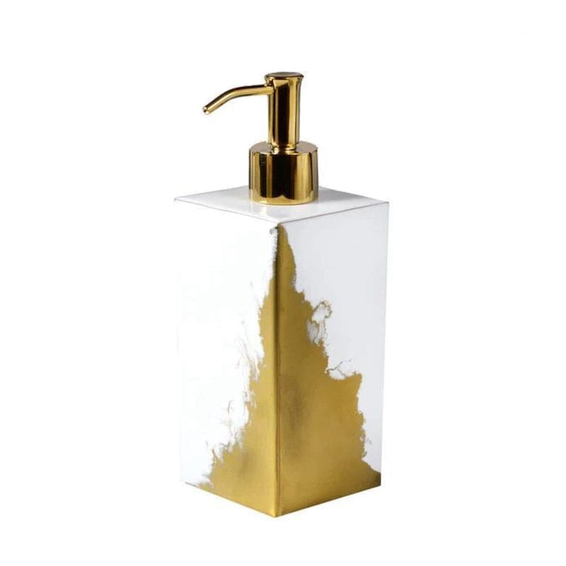 Lava White & Gold Bath Accessories by Mike + Ally | Soap or Lotion Box Pump