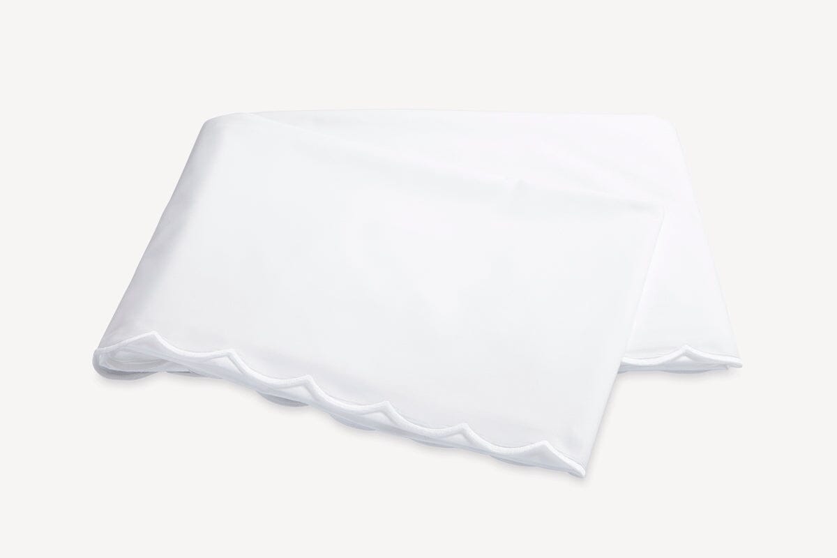 Matouk Flat Sheet - White Embroidery Dakota Percale Bedding at Fig Linens and Home