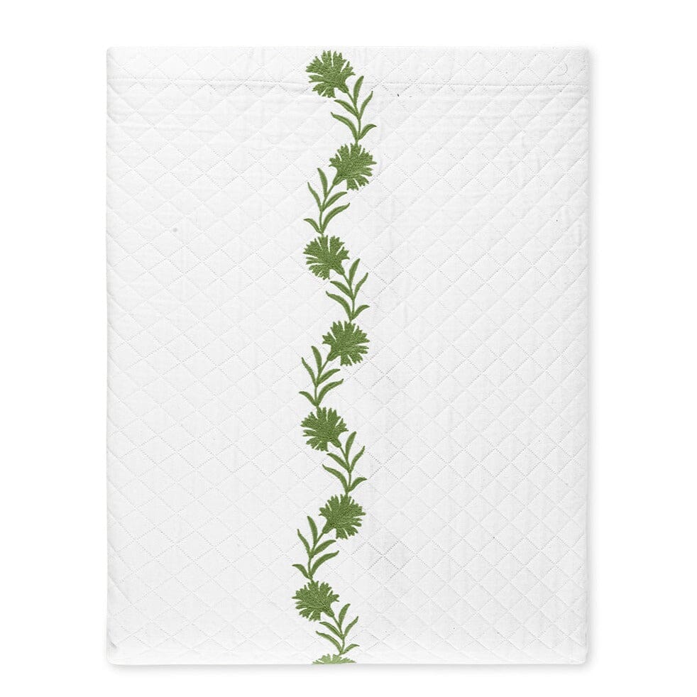 Daphne Matelassé in Grass Green | Matouk Coverlet at Fig Linens and Home