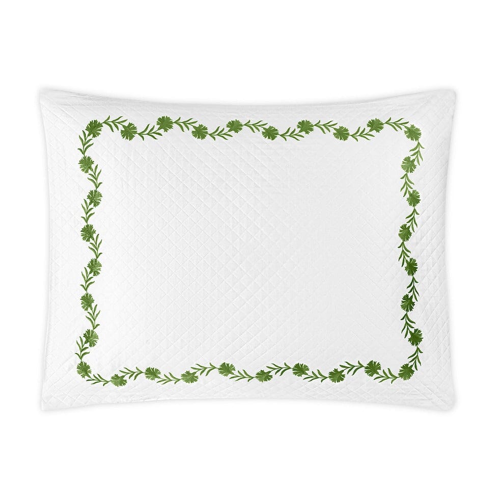 Daphne Matelassé in Grass Green | Matouk Pillow Sham at Fig Linens and Home