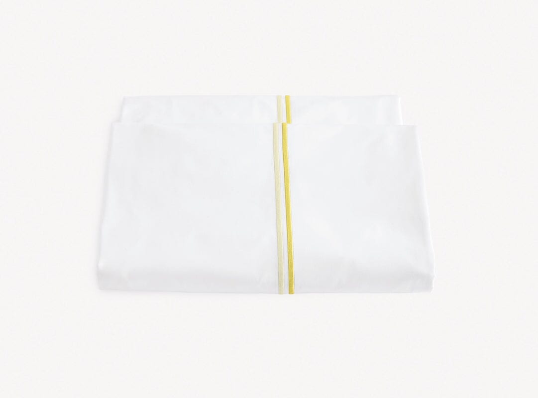 Duvet Cover - Matouk Essex Lemon Yellow Bedding | Percale Cotton Linens