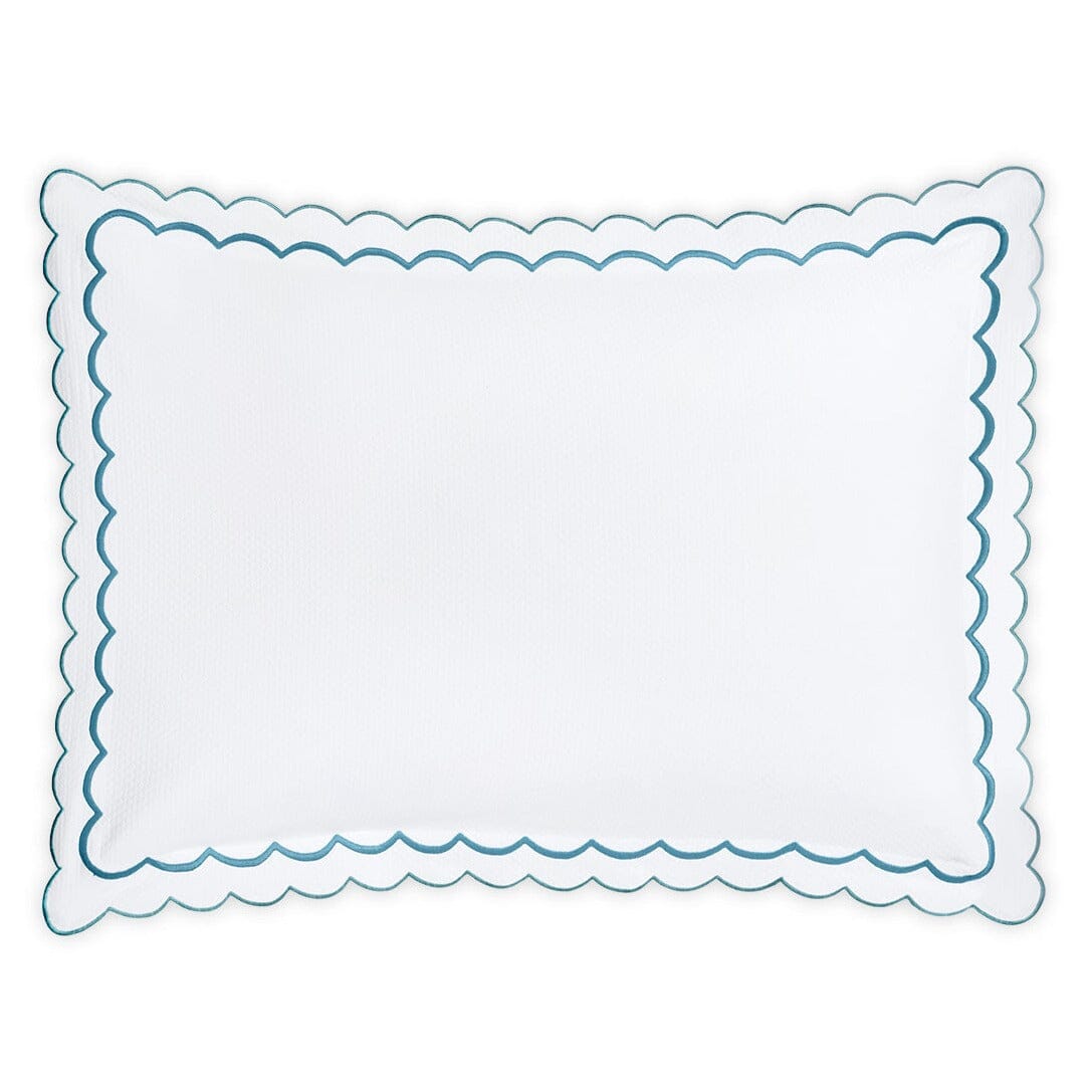 India Diamond Pique Cerulean Pillow Sham | Matouk Matelasse at Fig Linens and Home