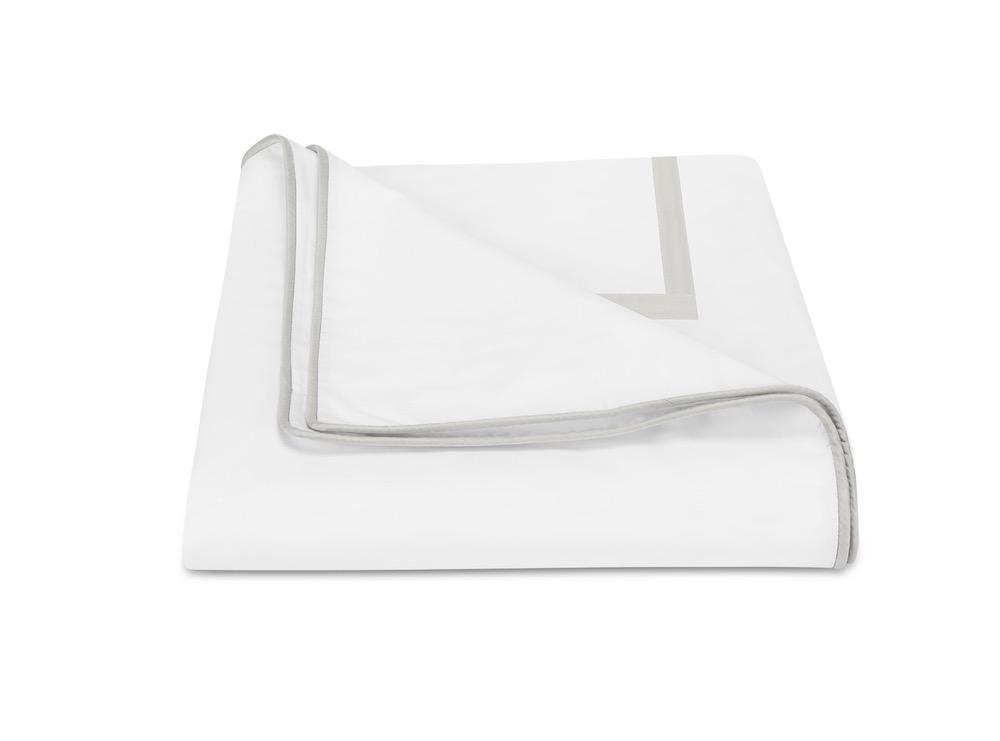 Matouk Louise Silver Duvet Cover | Giza Percale Cotton at Fig Linens