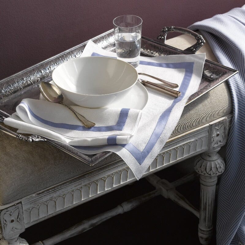 Lowell Formal Table Linens by Matouk - Placemat shown on silver tray - Fig Linens and Home