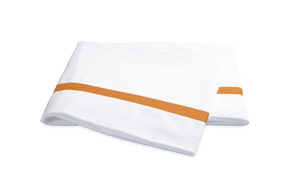 Matouk Lowell Tangerine Flat Sheet - Percale Bedding at Fig Linens and Home