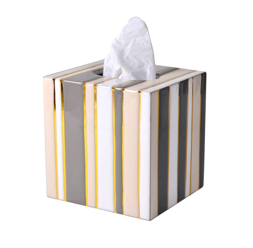 Bath Accessories - Catalina Natural Gold Boutique Tissue Cover at Fig Linens and Home