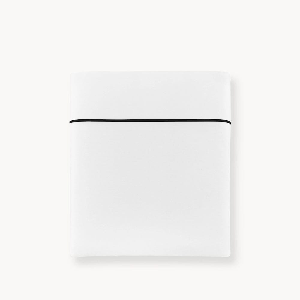 Percale Flat Sheet - Boutique Cotton Bedding with Black Embroidery - Peacock Alley