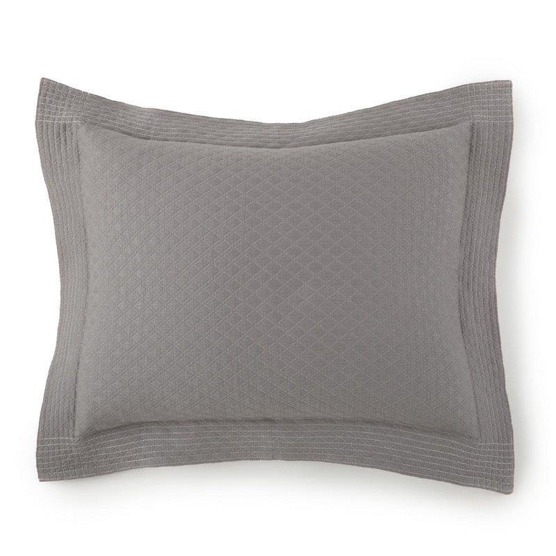 Gray Peacock Alley Pillow - Alyssa Dark Grey Matelasse Pillow Sham