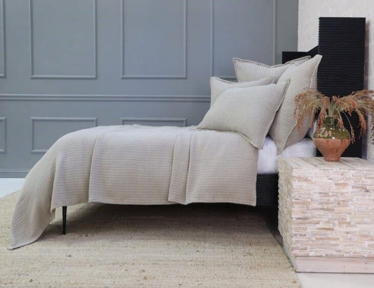 Coverlet Side View - Pom Pom at Home Chatham Natural Cotton Matelassé at Fig Linens and Home