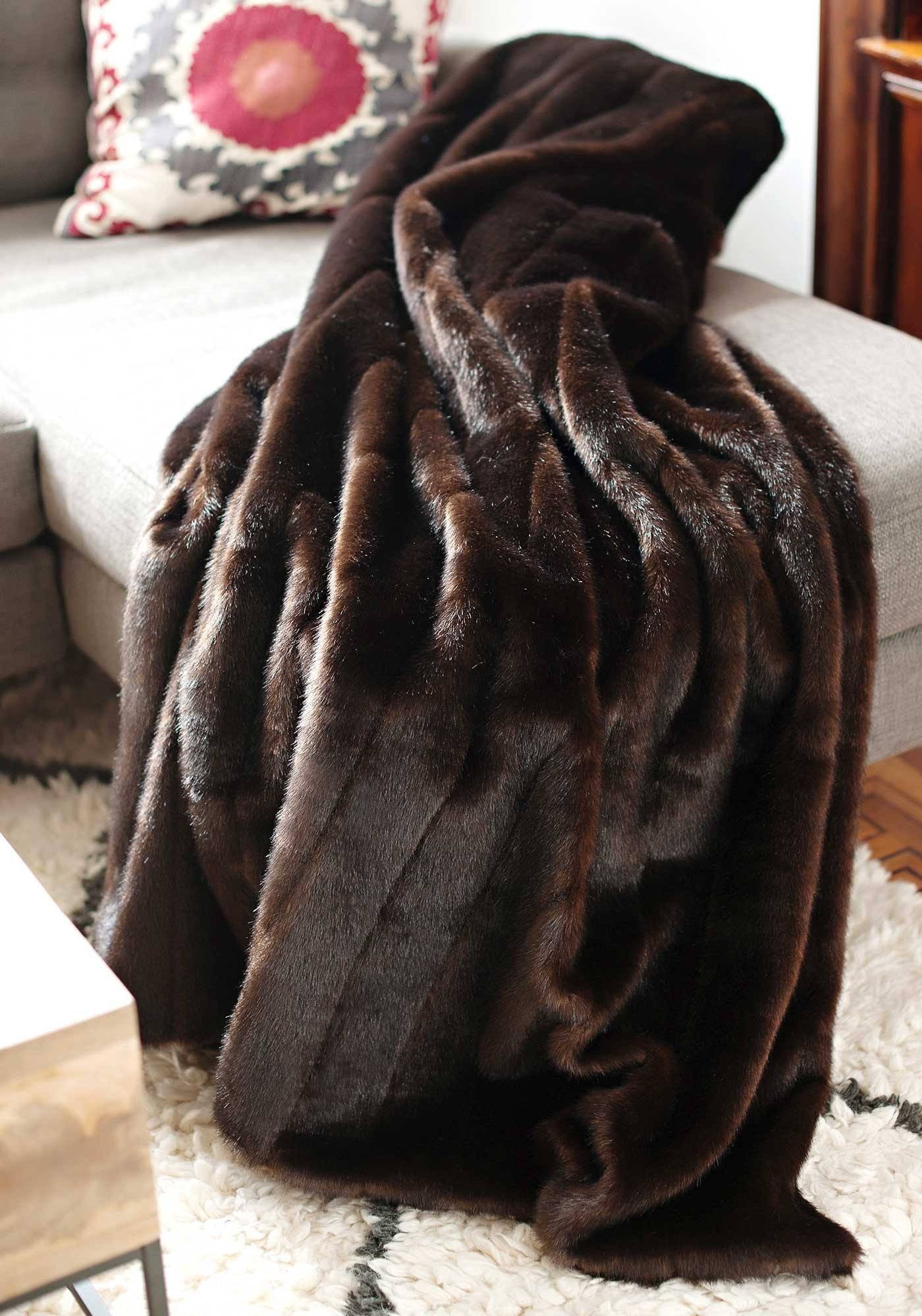 Lifestyle - Sable Signature Series Faux Fur Throw Blanket by Fabulous Furs
