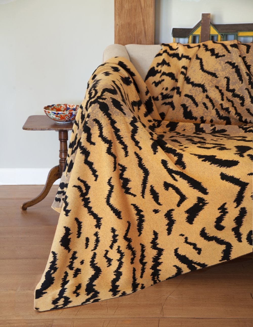 Calabria Tiger Throw - Shown on Chair - Saved NY at Fig Linens