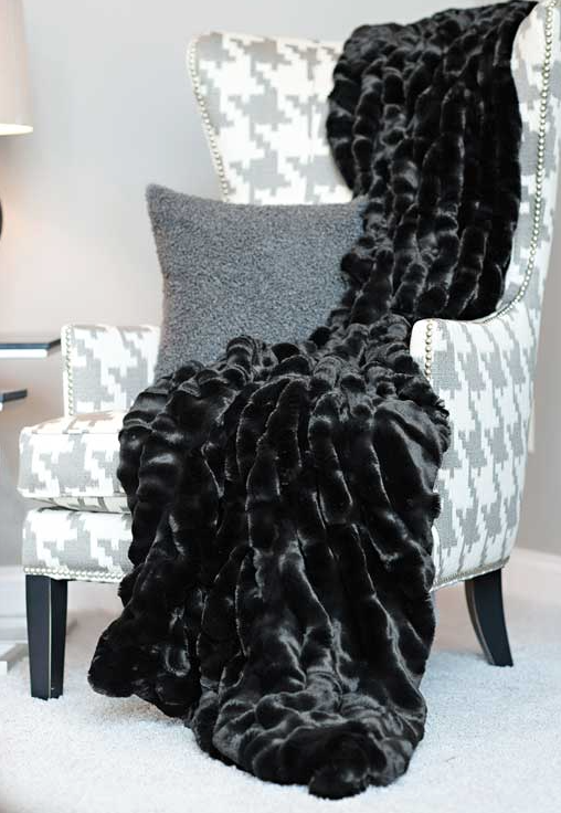 Onyx Mink Couture Faux Fur Throw Blanket