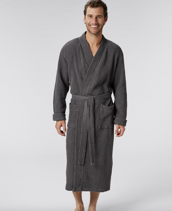 Unisex Organic Waffle Robes in Shadow by Coyuchi | Fig Linens