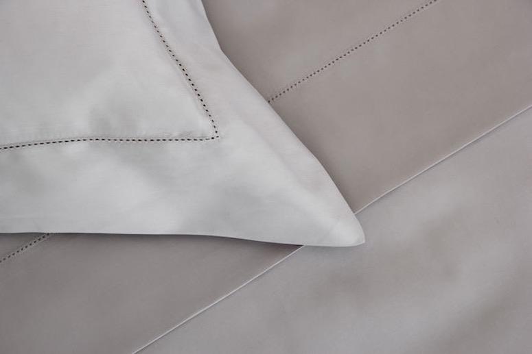 Frette Single Ajour Grey Cliff Detail of Hemstitch Bedding | Fig Linens