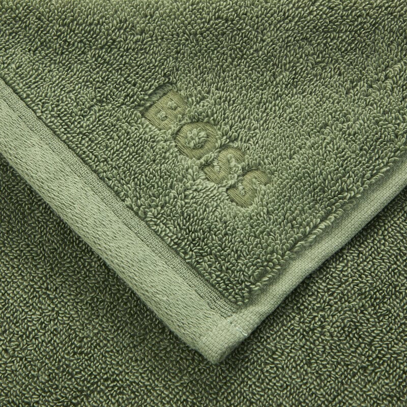 Loft Cool Green Towels by Hugo Boss Home - Closeup Logo - Fig Linens and Home