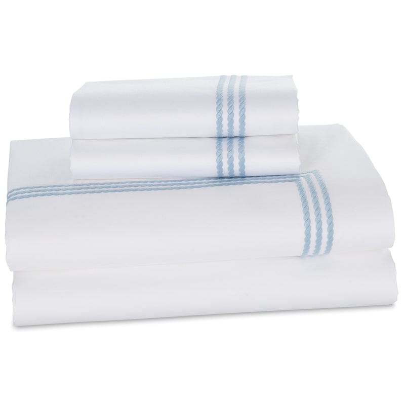 Downright Windsor Sheet Sets by Downright - Twin Sheet Set (1 Fitted/1 Flat/2 Cases) White/Blue at FIG LINENS AND HOME - 8