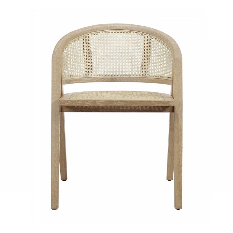 Aero Cerused Oak Cane Back Dining Chair by Worlds Away - Front - Fig Linens and Home