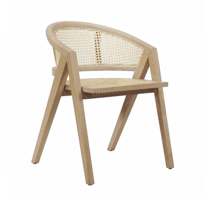 Aero Cerused Oak Cane Back Dining Chair by Worlds Away - Angle - Fig Linens and Home