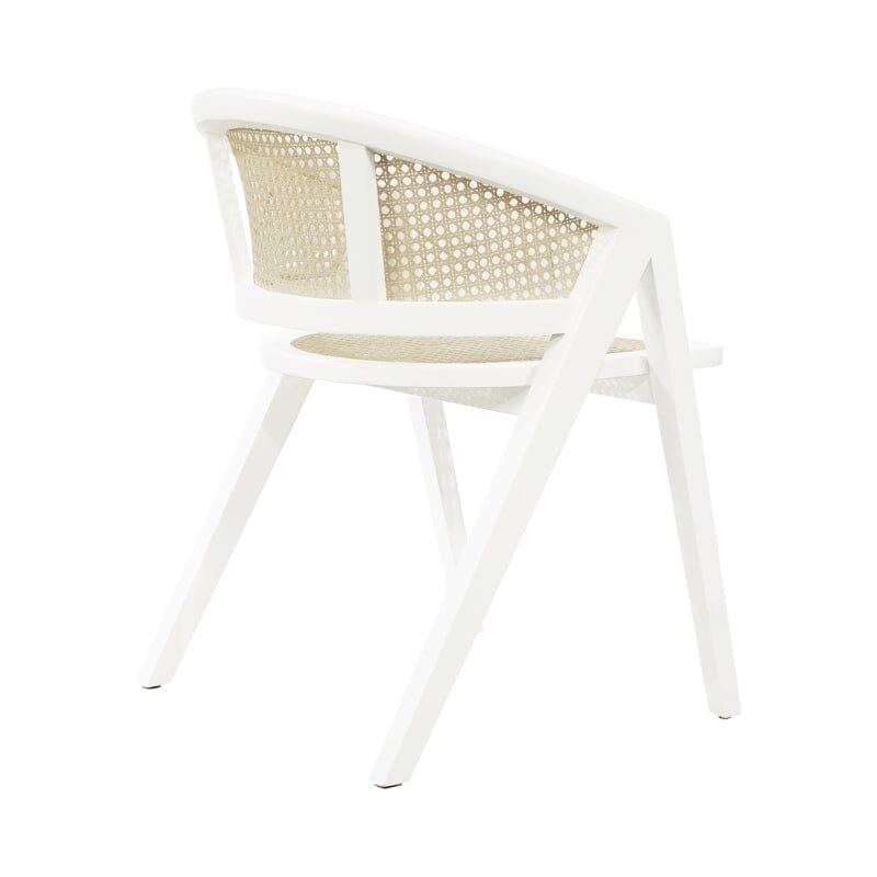 Aero White Cane Back Dining Chair by Worlds Away - Angle B - Fig Linens and Home