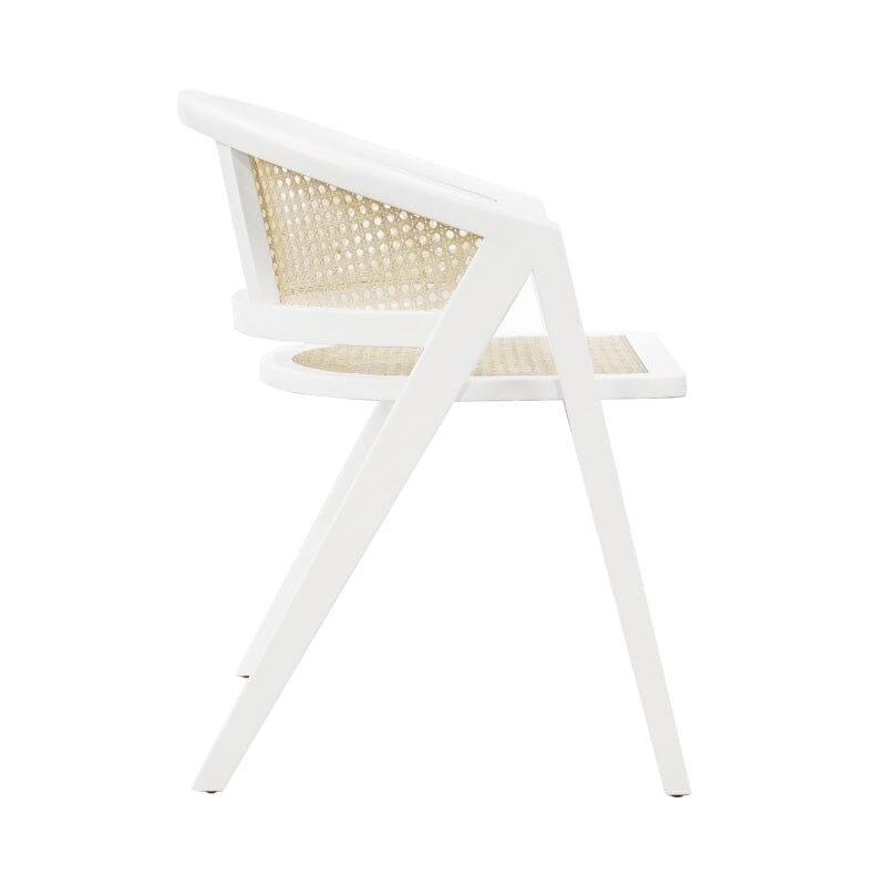 Aero White Cane Back Dining Chair by Worlds Away - Side - Fig Linens and Home
