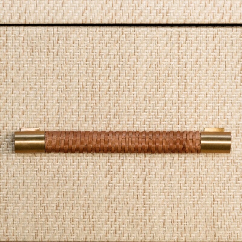 Pelham ONE DRAWER SIDE TABLE WITH RATTAN WRAPPED HANDLE IN NATURAL GRASSCLOTH - Detail
