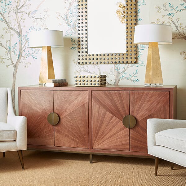 Worlds Away Emory Walnut Cabinet with Bronze Legs & Hardware - 34"H x 72"W x 20"D Walnut and Bronze at FIG LINENS AND HOME - 3