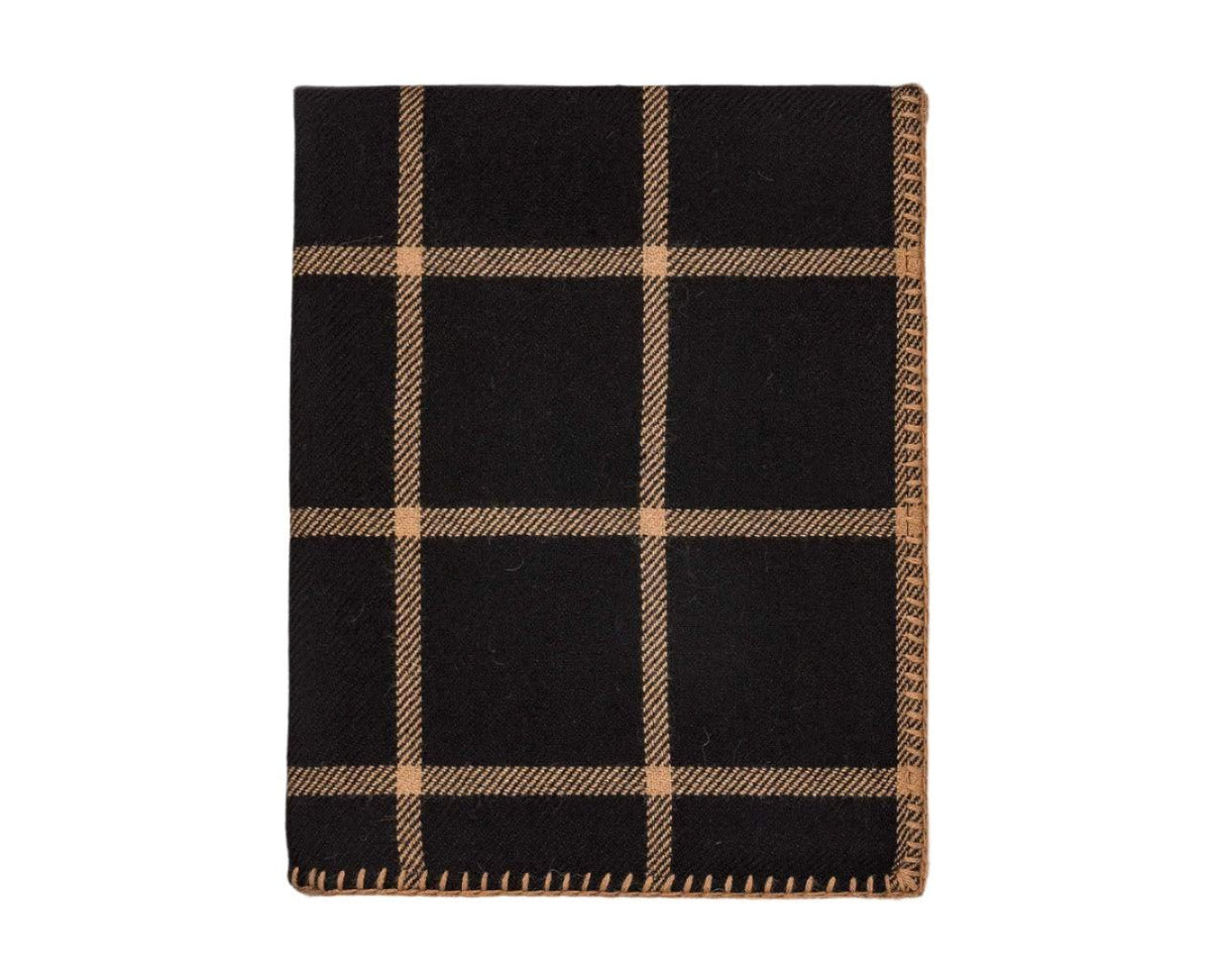 Graydon Alpaca Throw in Black and Camel by Alicia Adams - Fig linens and Home